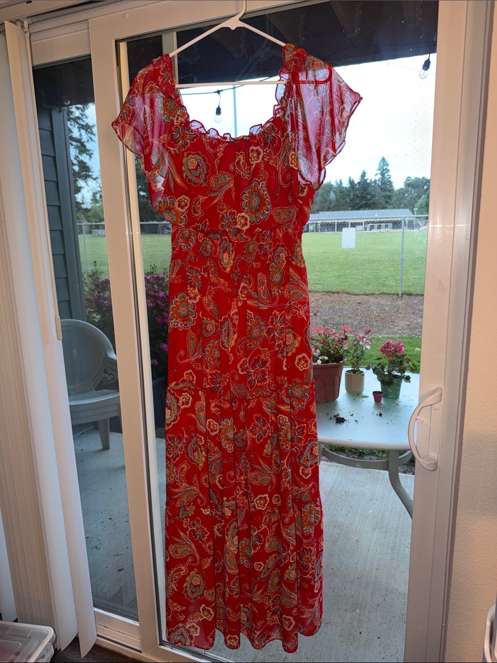 Rabbit Rabbit Rabbit Red Floral Maxi Dress with Puff Sleeves